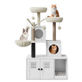 Garvee 54.3" Cat Tree Tower with Hidden Litter Box Enclosure, Modern 2-in-1 Cat Condo, Multi-Cat Homes, Greige & Beige