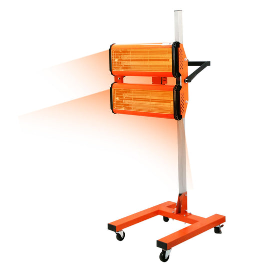 Garvee 2000W Infrared Paint Curing Lamp Portable Short Wave Car Paint Dryer for Auto Body Repair Adjustable 40-75°C Aluminum Alloy Frame