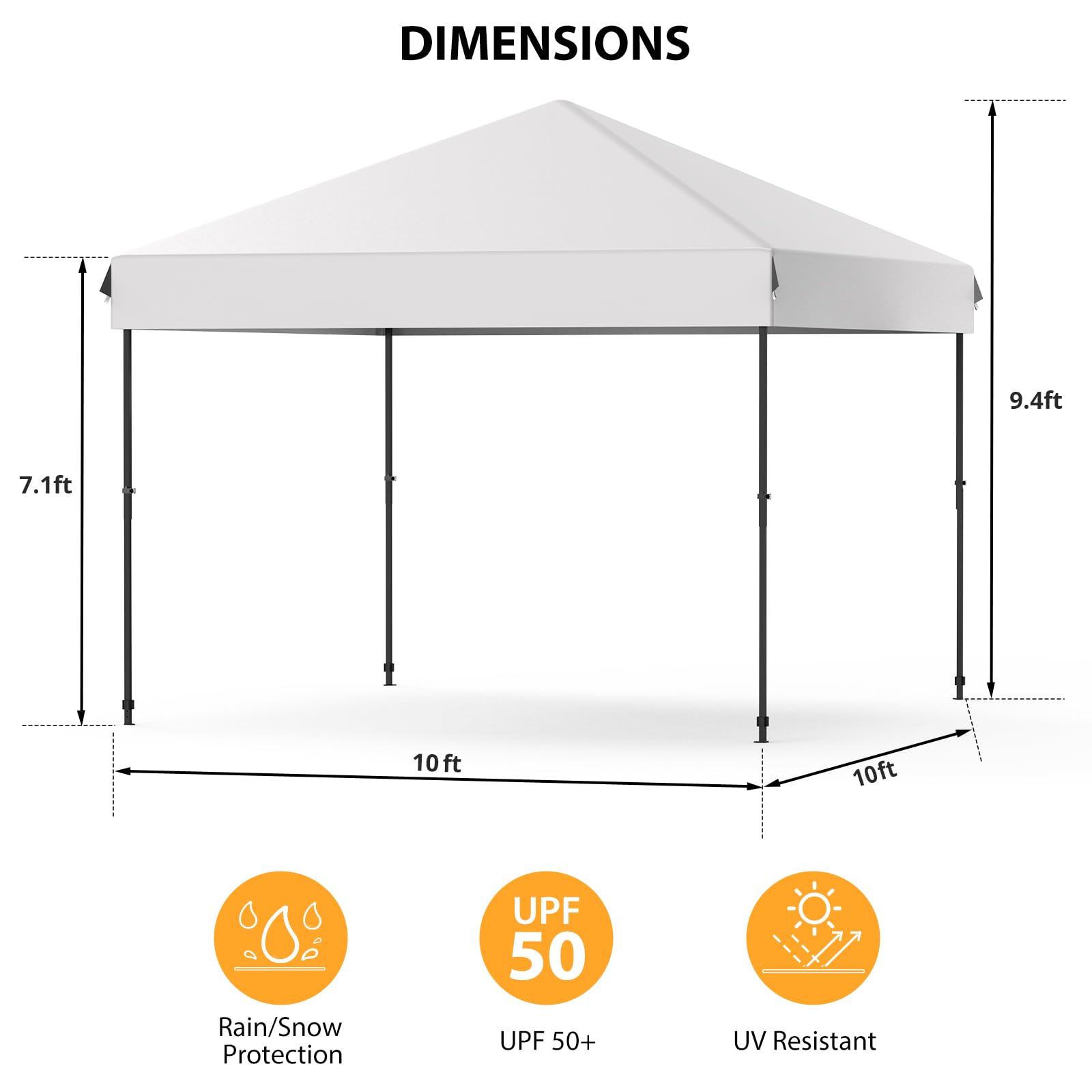 Garvee 10'x10' Pop-Up Canopy Tent - Waterproof Portable Sun Shelter with Roller Bag, Sandbags & Stakes for Picnic, Camping & Outdoor Events, Grey