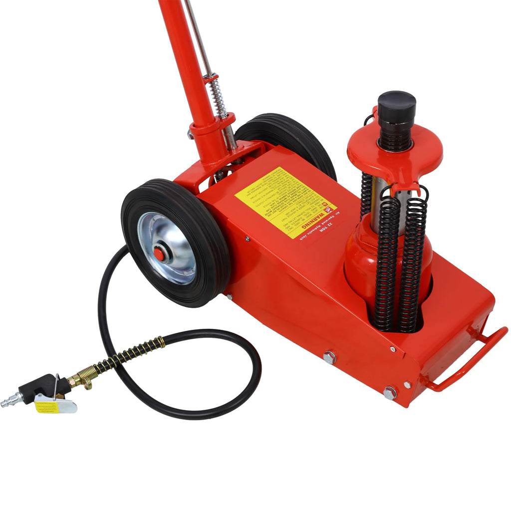 Garvee 22 Ton Pneumatic Floor Jack Red Quick Lift Air-Operated Bottle Jack for Garages Repair Shops with Wheels Durable Steel
