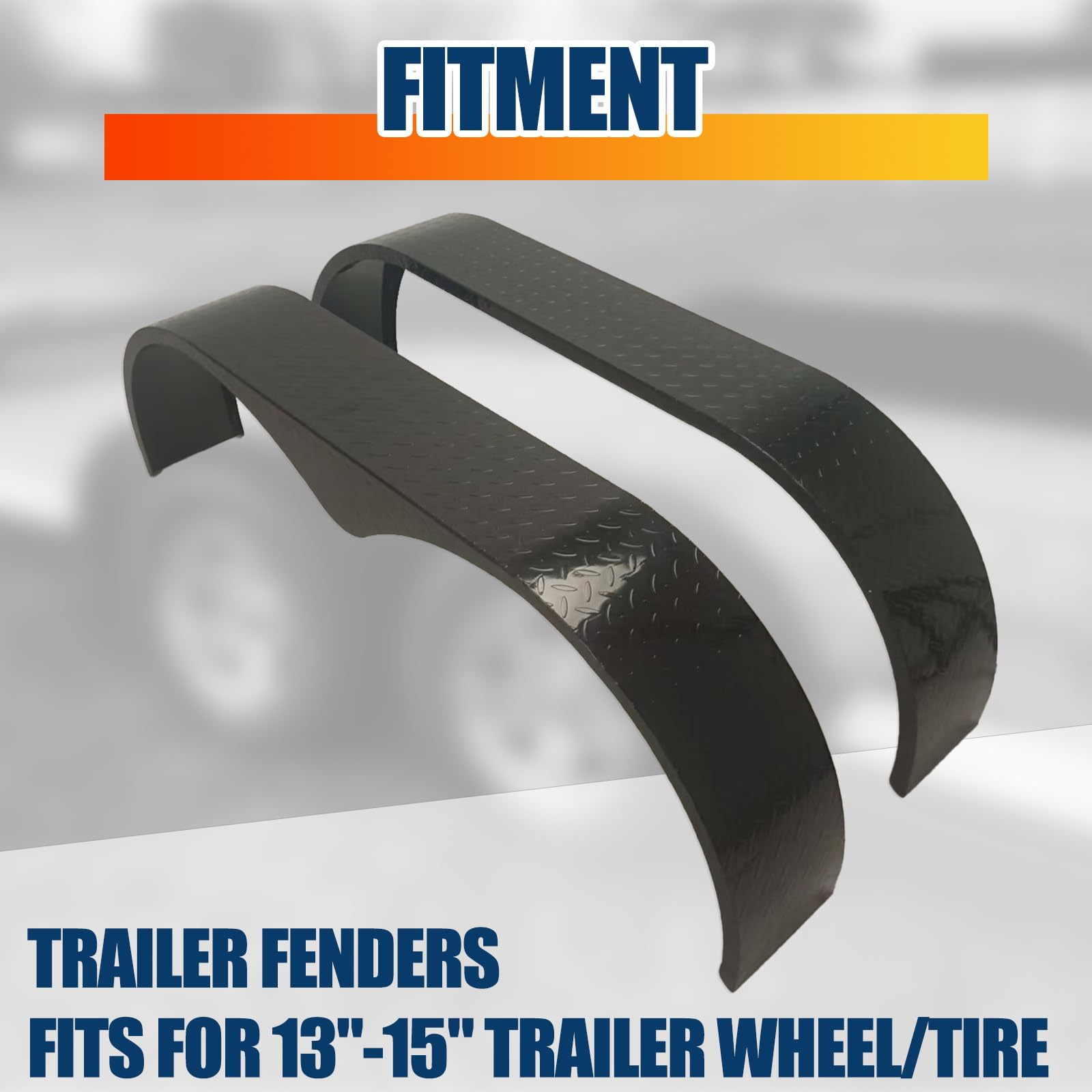 Garvee 2Pcs Trailer Fenders, 66" x 9.1" x 20" Tandem Round Trailer Fenders, Heavy Duty Steel Double Axle Trailer Fenders Compatible with 13-15 Inch Wheels, Black
