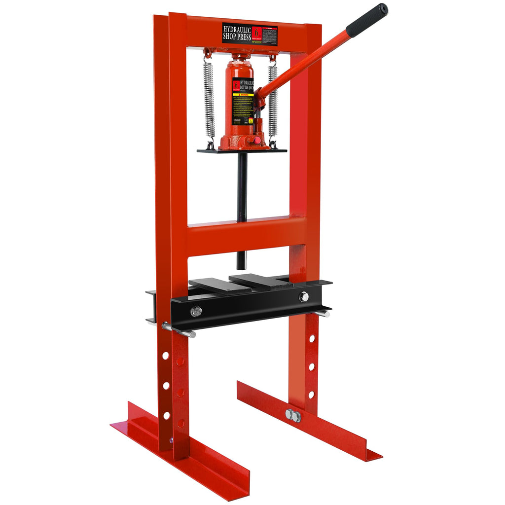 Garvee Hydraulic Press 6 Ton H-Frame Adjustable Shop Press With Stamping Plates For Garage Floor Metalworking, Black