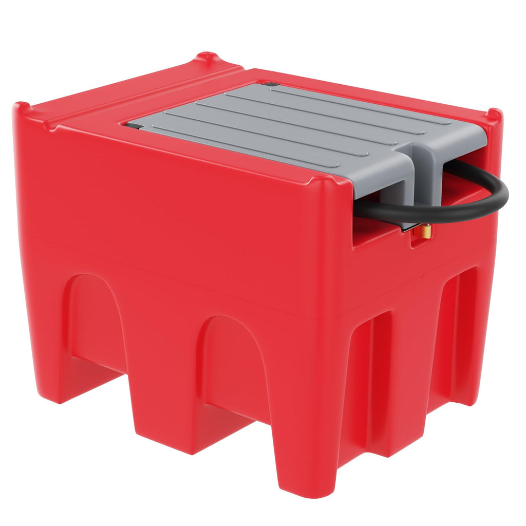 Garvee 116 Gallon Portable Fuel Tank, Gasoline Transfer Tank with 12V Electric Pump, 10 GPM Flow Rate, 13.1ft Hose, Auto Fueling Nozzle, Durable Design for Easy Transportation (Red)