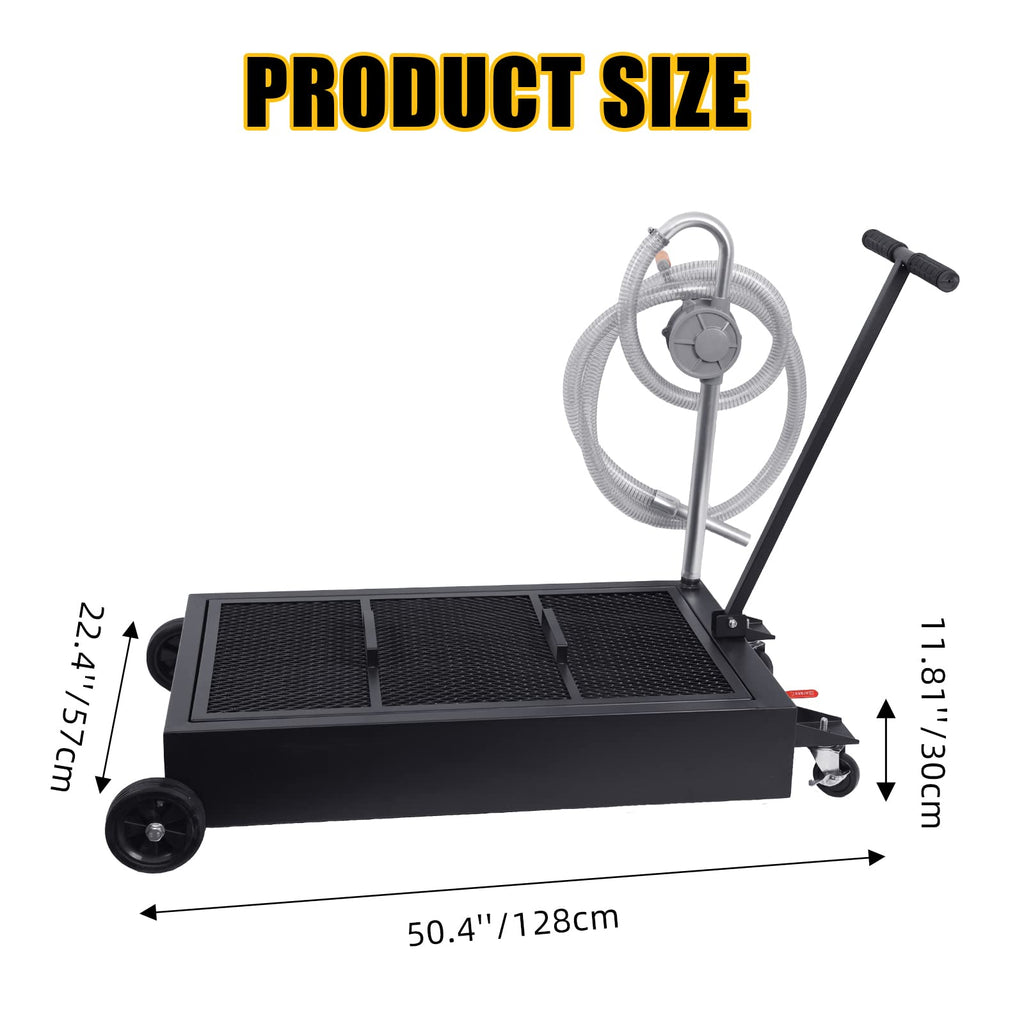 Garvee 25 Gal Hand Pump Oil Drain Pan with 95L Foldable Low Profile, Large Cap - Black