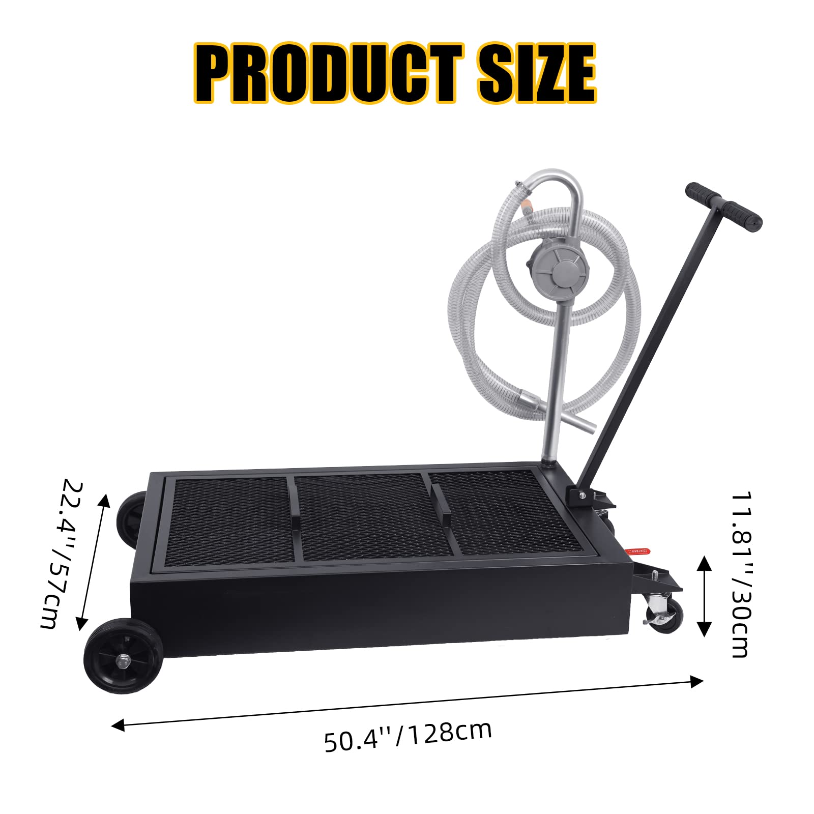 Garvee 25 Gal Hand Pump Oil Drain Pan with 95L Foldable Low Profile, Large Cap - Black