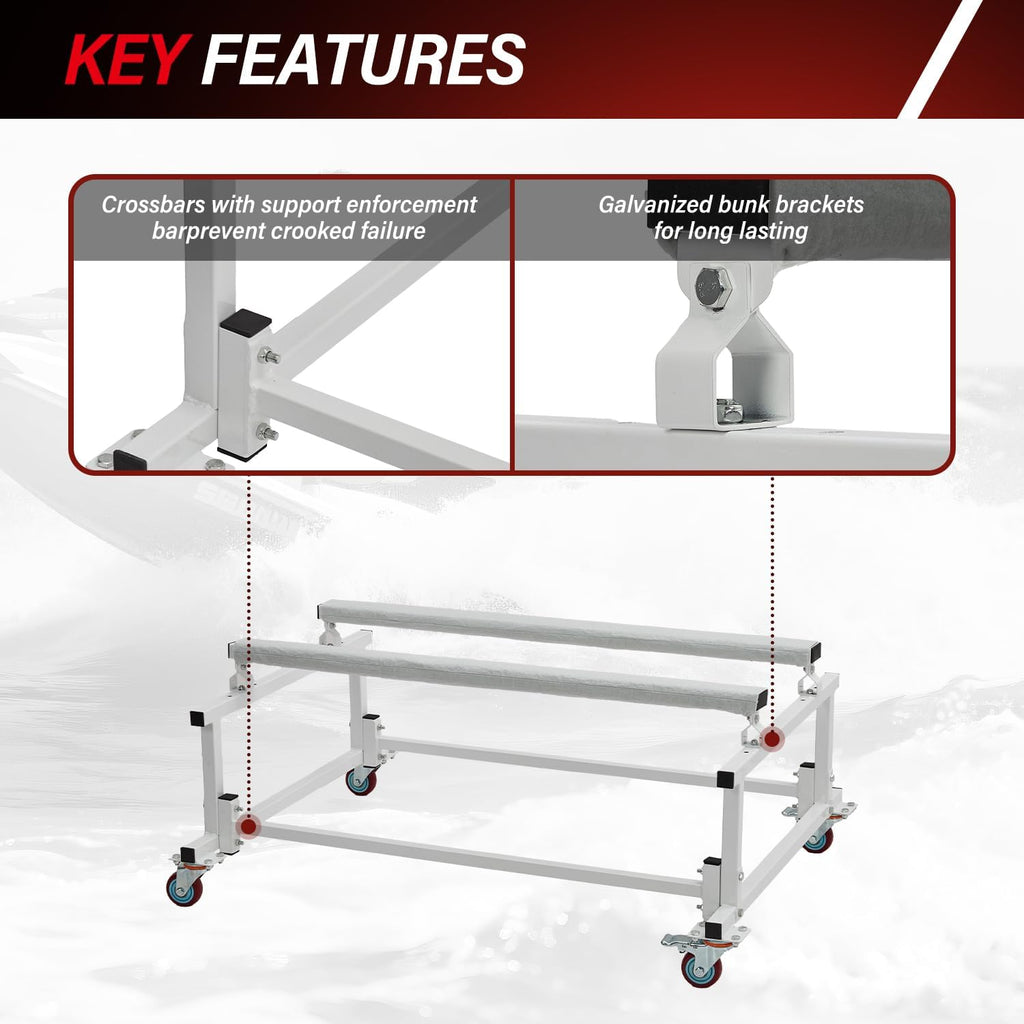 Garvee Jet Ski Dolly Stand with 4 Casters Adjustable Width 1000 lbs Capacity Heavy-Duty PWC Stand Carpeted Surface