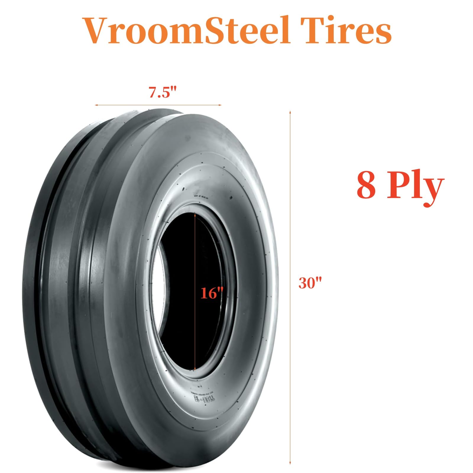 Garvee 7.50-16 TL Tire 7.5-16 7.50-16 7.5X16 Load 8 Ply Tractor
