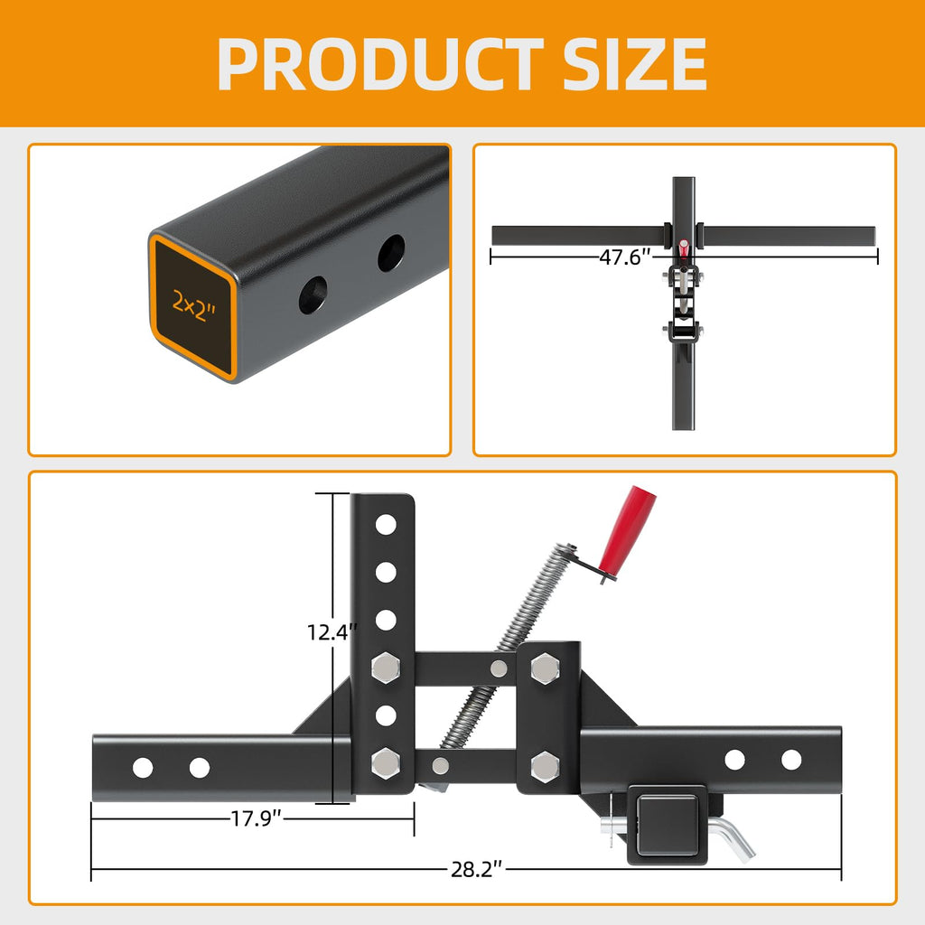Garvee Manual Implement Lift,ATV/UTV Lift System 1-Point Implements Pro with 2"Receivers,Quick Attach Accessories for ATV,UTV,Tractors,50 Inches Width,Height Adjustments