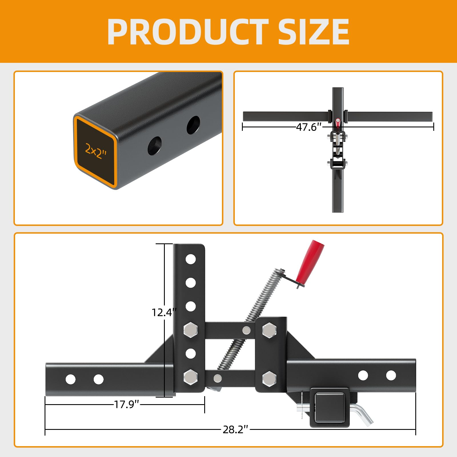 Garvee ATV/UTV Lift System Attachments,Manual Implement Lift 1-Point Implements Pro with 2" Receivers,Quick Attach Accessories for ATV,UTV,Tractors,50 Inches Width,Height Adjustments