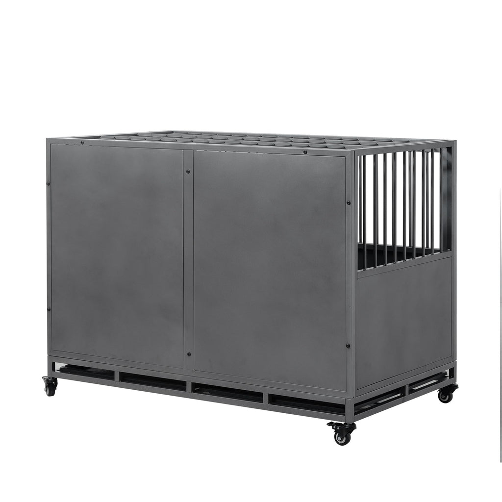 Garvee 48 Inch Heavy-Duty Dog Crate with Double Door Wheels Carbon Steel for Small Medium Large Dogs Silver One Size