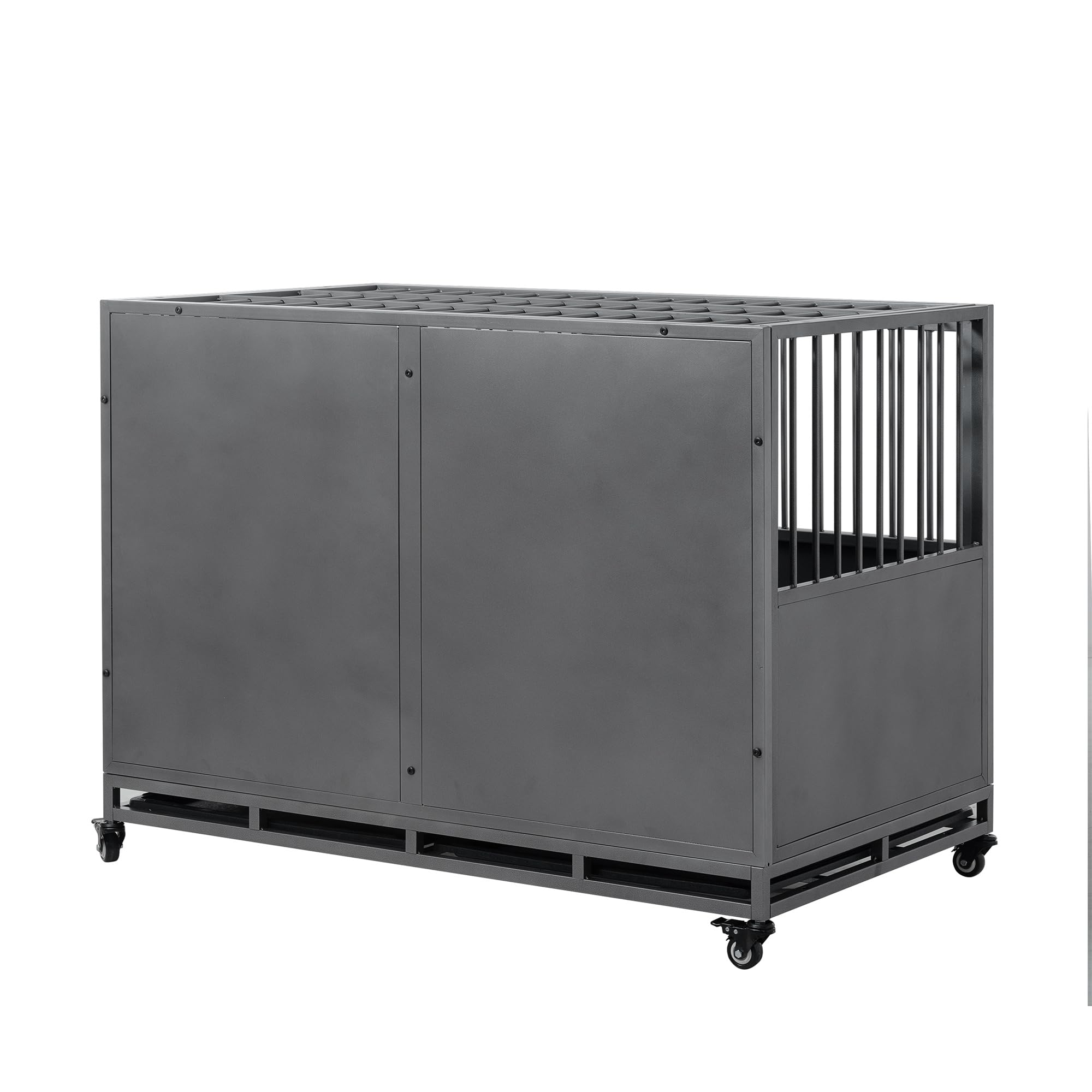 Garvee 48 Inch Heavy-Duty Dog Crate with Double Door Wheels Carbon Steel for Small Medium Large Dogs Silver One Size