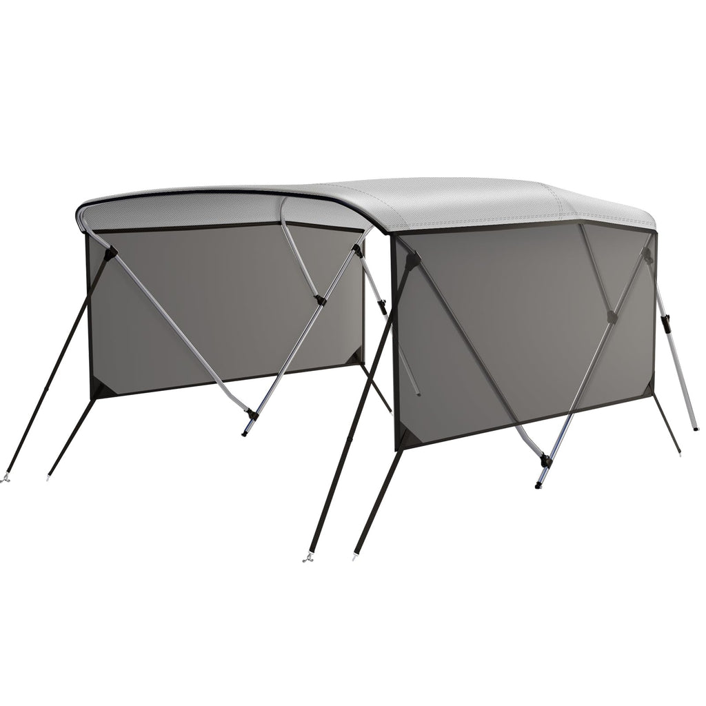 Garvee 3 Bow 6'L x 46" H x 61"-66" W Bimini Tops UV Protection Adjustable Poles Marine Grade Canvas Easy Install