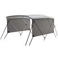 Garvee 3 Bow 6'L x 46" H x 67"-72" W Bimini Tops with Mesh Sidewalls Support Poles for Boats, Marine Grade Canvas Top, Include 2 Straps, 2 Rear Support Pole, Storage Boot
