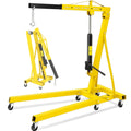 Garvee 2 Ton Folding Hydraulic Engine Hoist, 4400 lbs Shop Crane with Telescopic Boom, 6 Casters, Heavy-Duty for Garage and Workshop, Includes Gloves, Yellow
