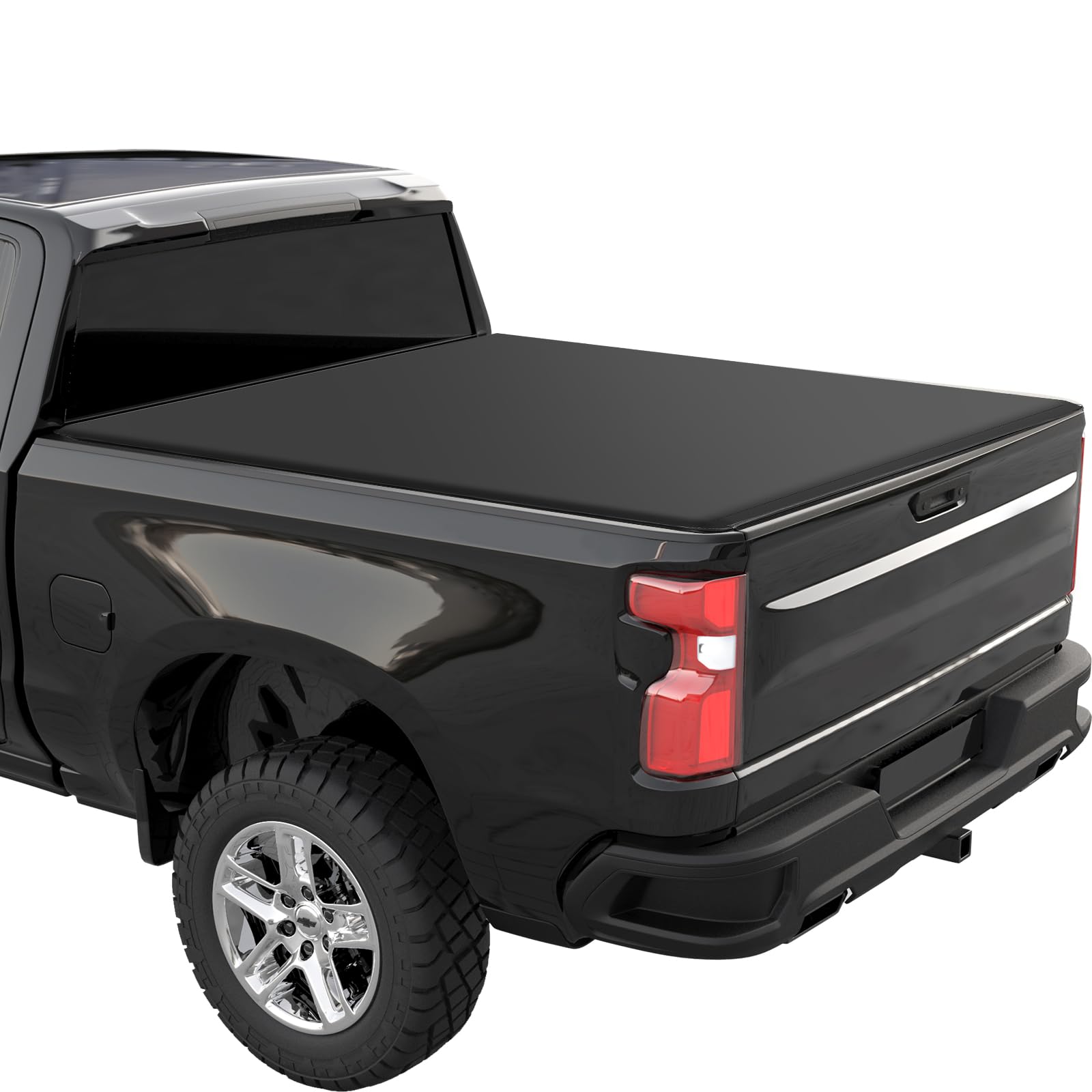 Garvee Soft Roll-Up Soft Tonneau Cover for Compatible with 2019-2024 Chevrolet Silverado/GMC Sierra 1500 6.6 Ft Truck Bed