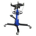 Garvee Transmission Jack, 1/2 Ton/1100 lbs Capacity 2 Stage Adjustable Hydraulic Telescopic Transmission Jack with Foot Pedal, 33.5"-69" High Lift and 360° Swivel Wheel, Garage/Shop Lift Hoist, Blue