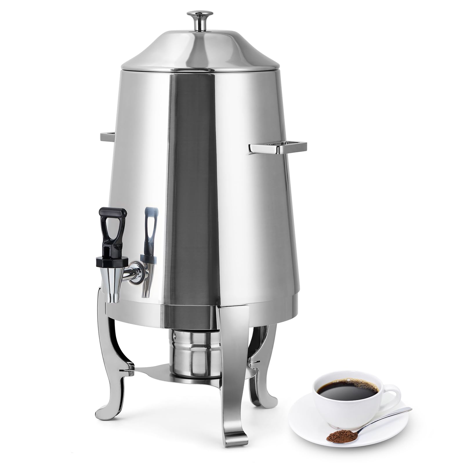Garvee 3.4 Gallon Stainless Steel Insulated Drink Dispenser with Spigot, Hot & Cold Beverage Hub for Coffee, Tea, Water, 13L, Silver
