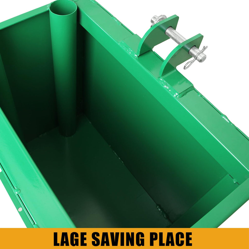 GARVEE 800LBS 3-Point Ballast Box - Cat 1 Tractor w/2" Hitch, 5 ft³ Steel Loader Attachment (Sliding Door, Heavy-Duty, Green)