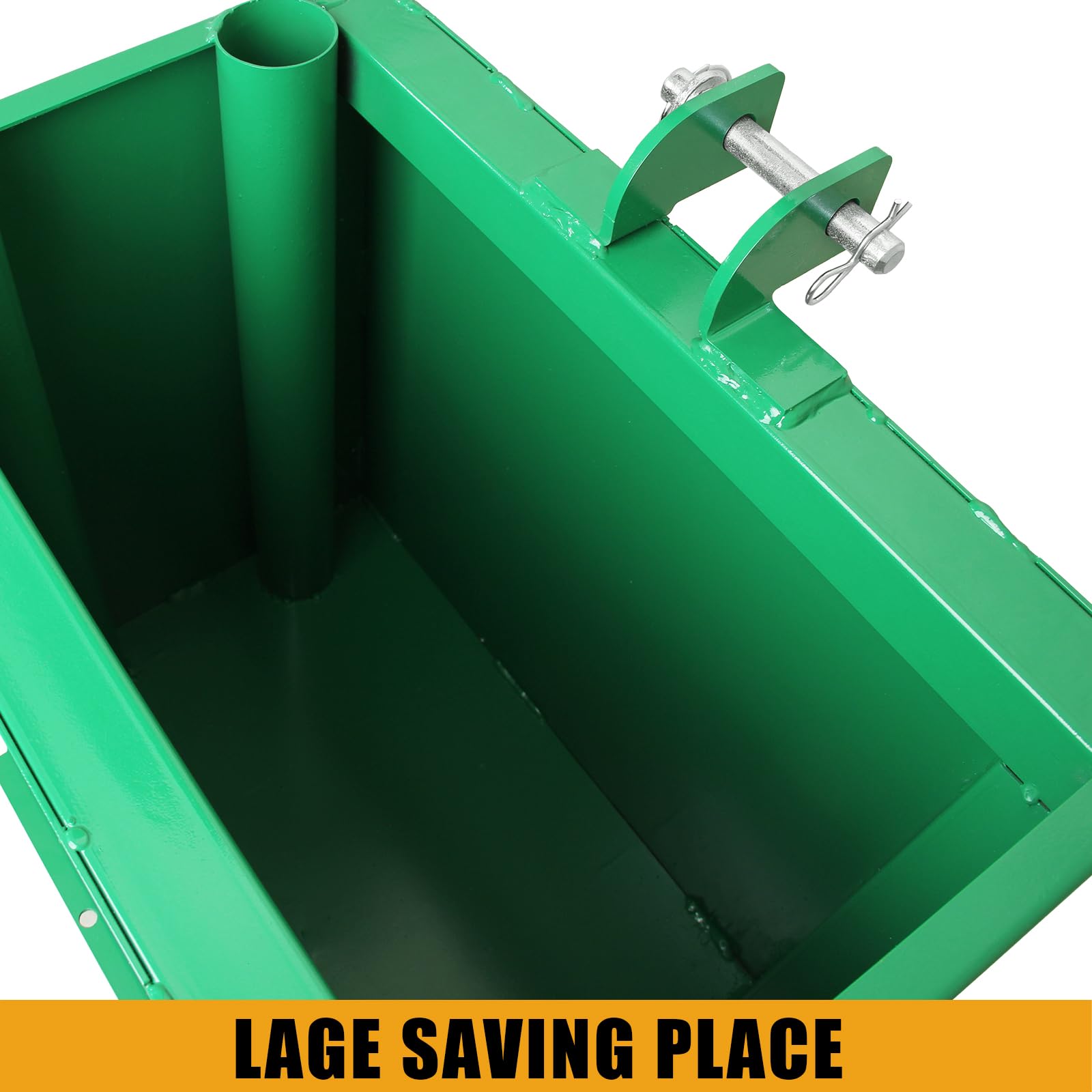 GARVEE 800LBS 3-Point Ballast Box - Cat 1 Tractor w/2" Hitch, 5 ft³ Steel Loader Attachment (Sliding Door, Heavy-Duty, Green)