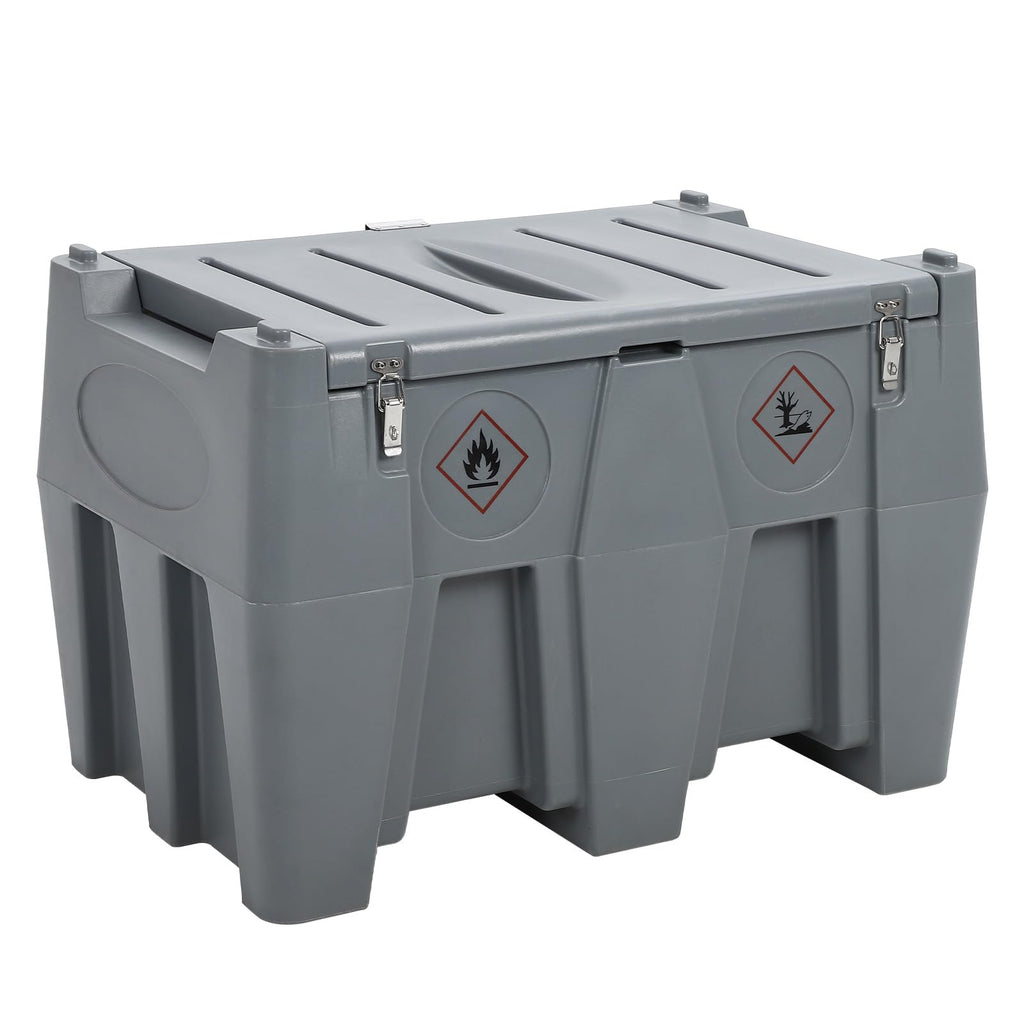 Garvee Portable Diesel Tank, 128 Gallon Fuel Tank with 12V Electric Fuel Transfer Pump, 10 GPM Diesel Transfer Tank with Auto Fueling Nozzle & 360° Swivel Connector with 13.1ft Hose - Grey