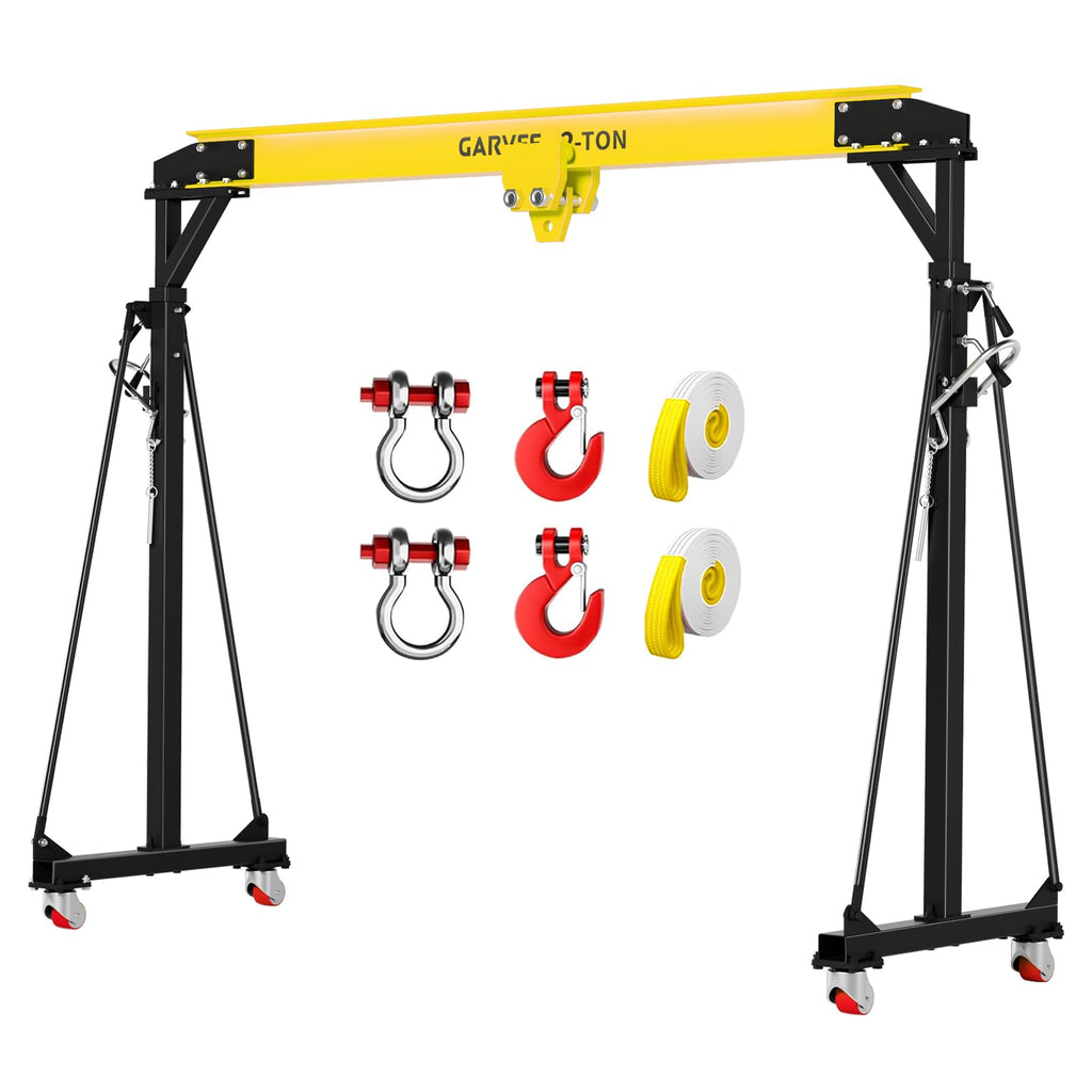 Garvee Adjustable Gantry Crane 2 Ton Capacity Portable Shop Lift Hoist 97-141" Height 4500lbs Steel