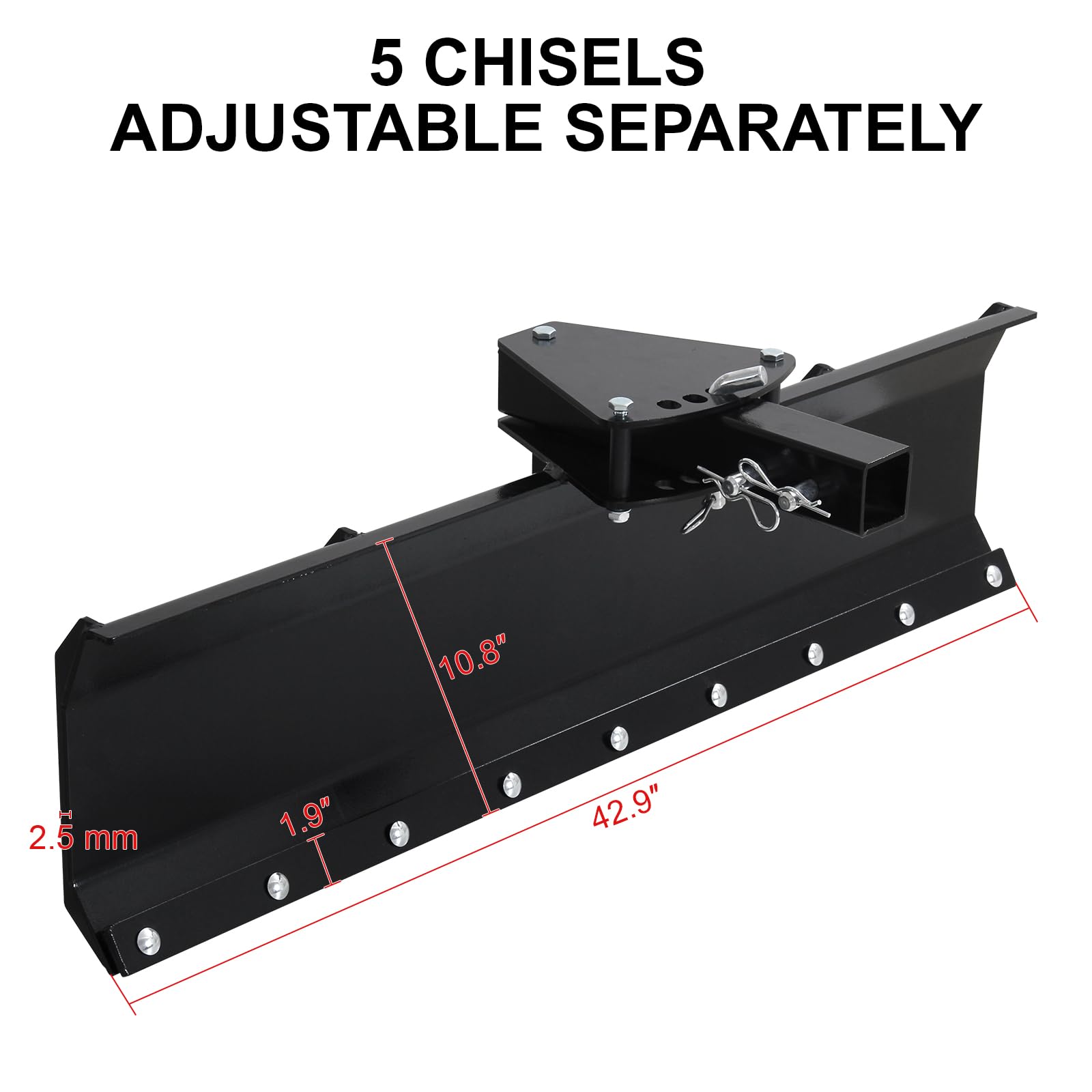Garvee 42'' ATV/UTV Scrape Blade Implement, 3-Point Rear Grading Blade with 5 Adjustable Angles, 2'' Compatible Receivers Tow Behind Box Scraper for Grading Gravel, Landscaping, Pushing Snow