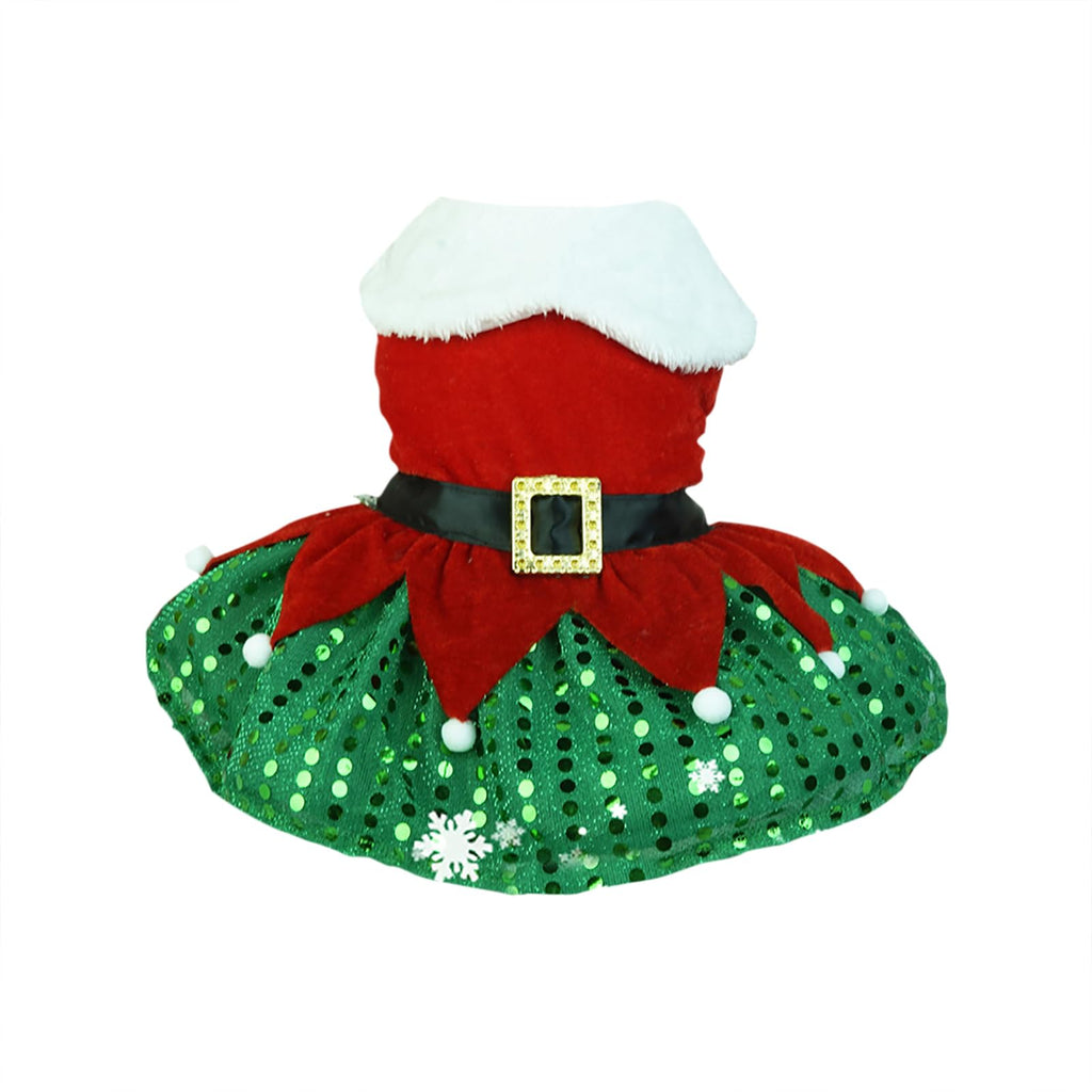 Garvee Dog Christmas Dress 3 Decorative Buckle Design Soft Comfortable Fleece Pet Clothes for Small Medium Large Dogs XL Green Mesh