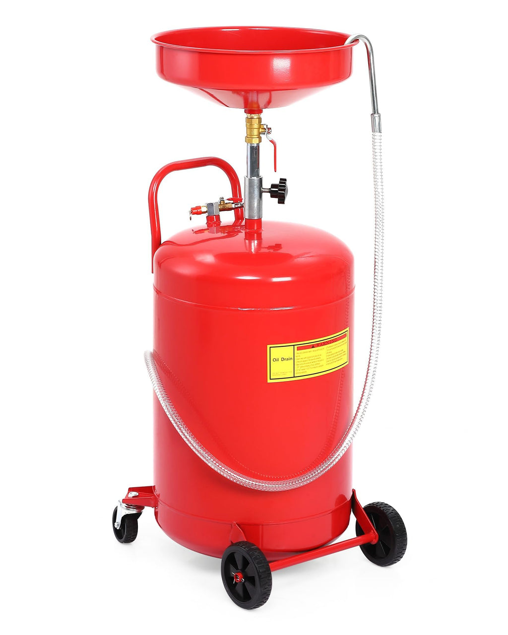 Garvee 20 Gal Oil Drain with Air Operated Portable, Adjustable Funnel with Wheel