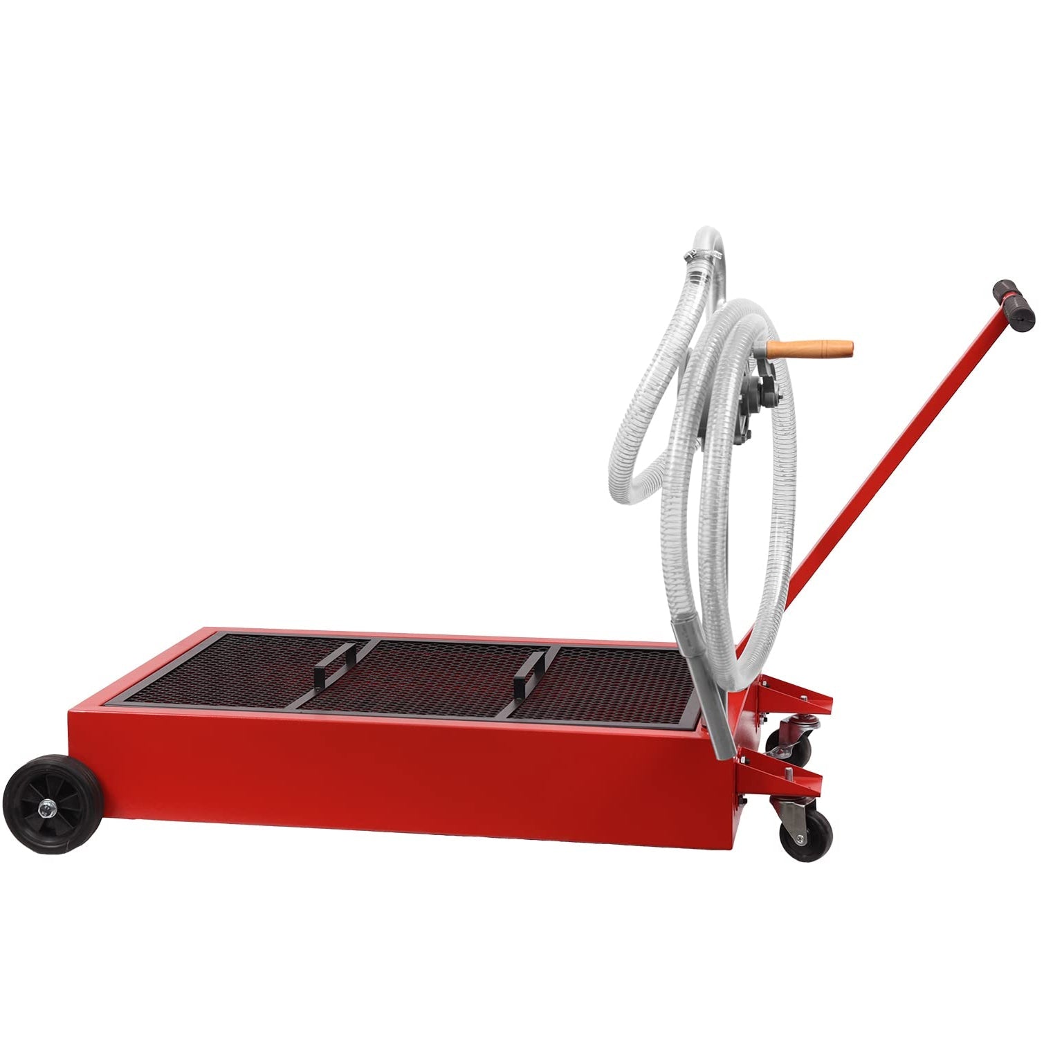 Garvee 25 Gal Hand Pump Oil Drain Pan with 95L Low Profile Oil Drain Pan - Red