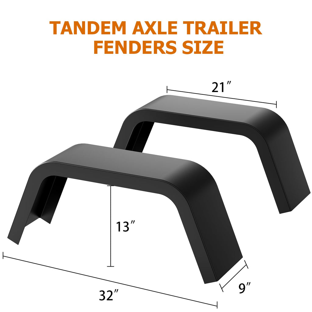 Garvee 2 Pack Trailer Fenders Single Axle,Heavy Duty Steel Diamond Plate Single Axle Trailer Fenders Fit 14"-16"Wheel Tires,Car Hauler Trailer,Cargo Trailer,Utility Trailer,Landscape Trailer (Black)