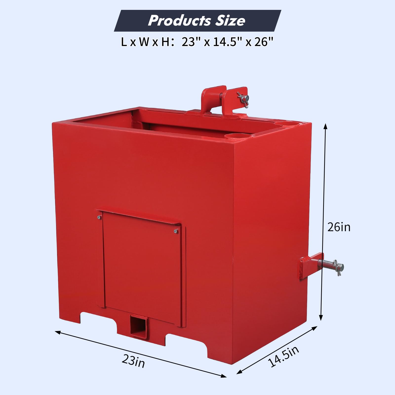 Garvee 3 Point, 800lbs Ballast Box w/ Standard 2 Inch Hitch, Cat 1
