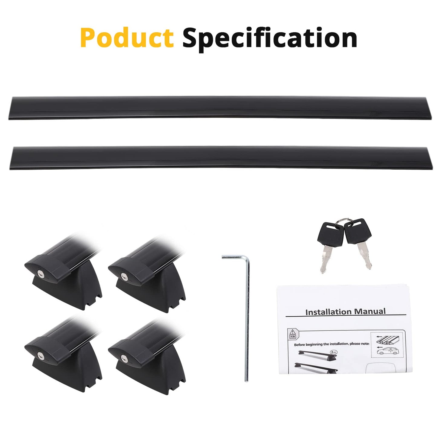 Garvee Roof Rack Cross Bars for 2011-2021 Jeep Grand Cherokee – Heavy Duty Steel Cross Bars for Rooftop Cargo, Kayak, Canoe, Bike & Snowboard