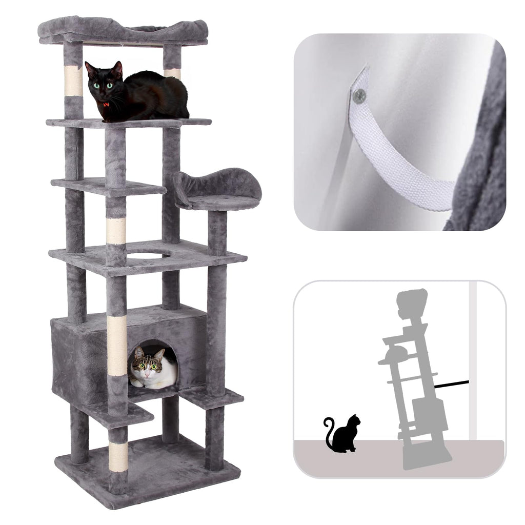 Garvee Cat Tree Tower, Multi-Level Indoor Cat Playground, Faux Fur Lounging Spot, Scratching and Exercise Post, with Anti-Tip Kit
