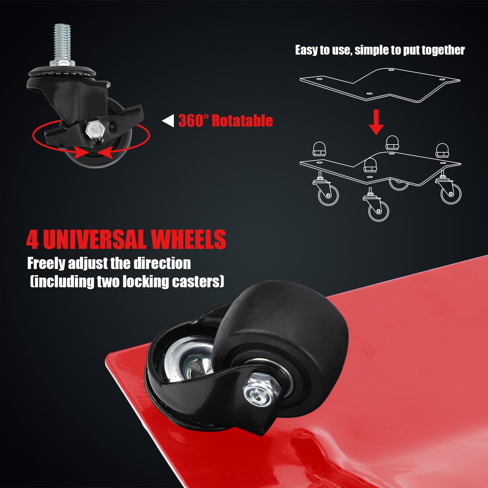 Garvee Wheel Dolly, 6000 lbs/2722 kg Car Moving Dolly, Wheel Dolly Car Tire Stake Set of 4 Piece, Heavy-duty Car Tire Dolly Cart Moving Cars, Trucks, Trailers, Motorcycles, and Boats, Red