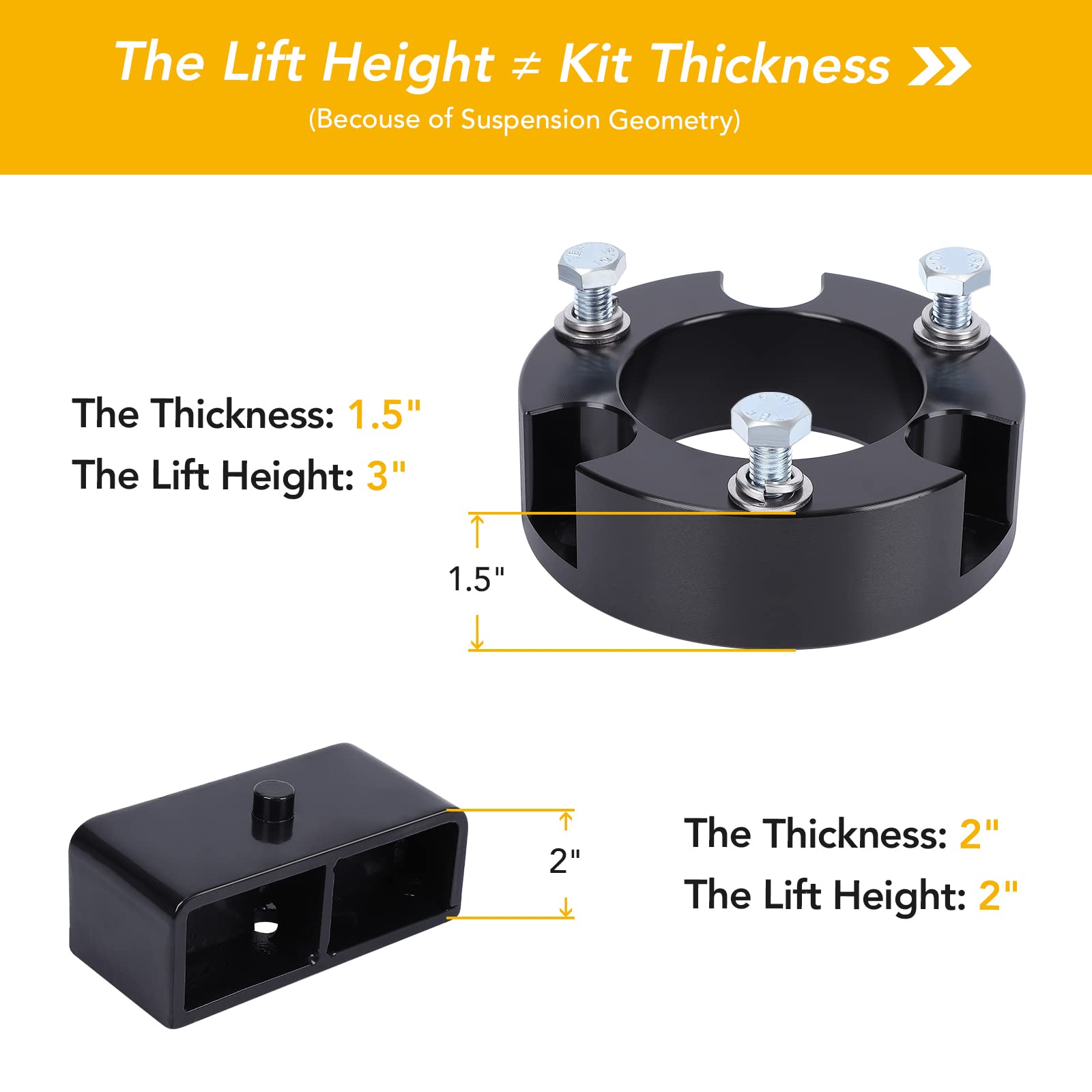 Garvee Front 3.0 inch+Rear 2.0 inch Leveling Kits for 05-22 Tacoma