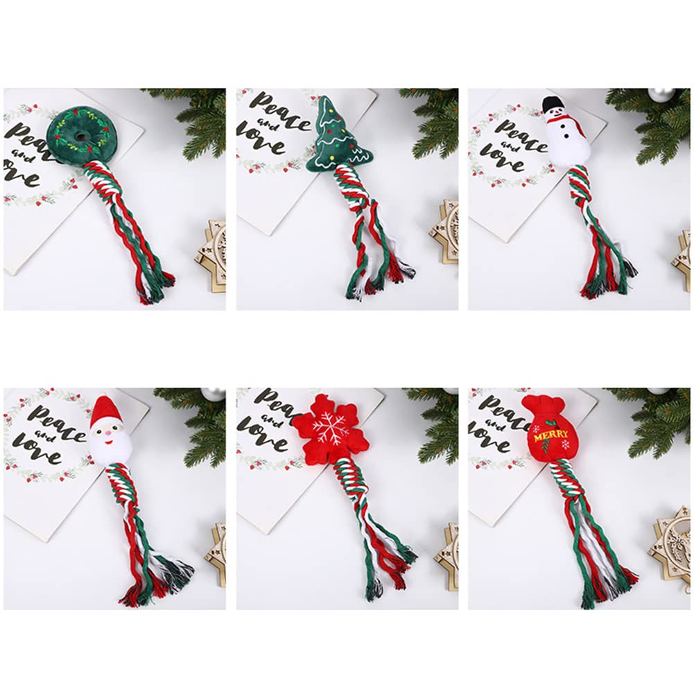 Garvee Pets Dog Interactive Molar Bite Toy Cute Cartoon Cotton Ropes Knot Chewing Toy Pet Christmas Supplies Santa 10 x 30cm
