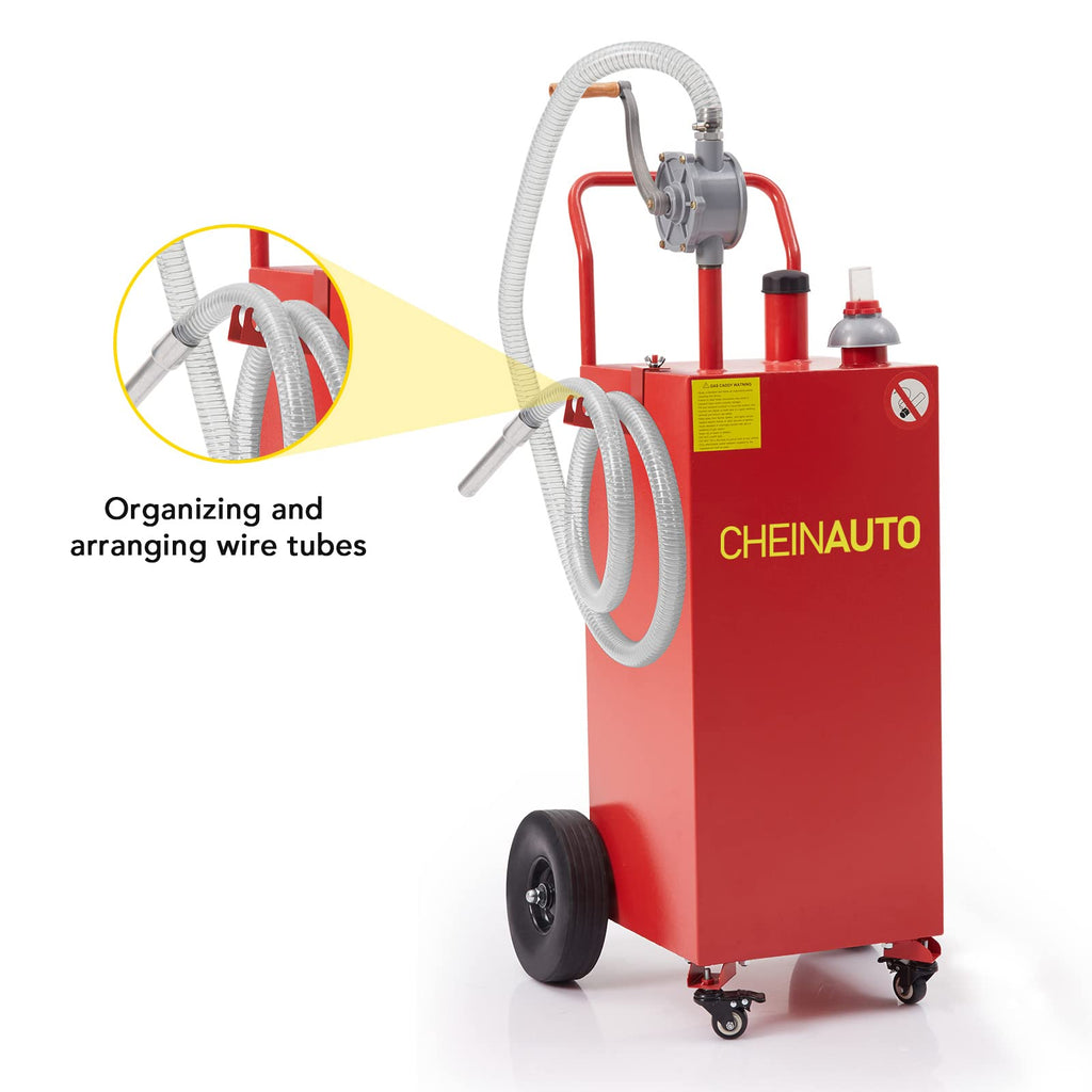 Garvee Fuel Caddy,35 Gal,with Manuel Transfer Pump, Gasoline Diesel Fuel Container for Cars, RVs,ATVs,Lawn Mowers, Boats - Red