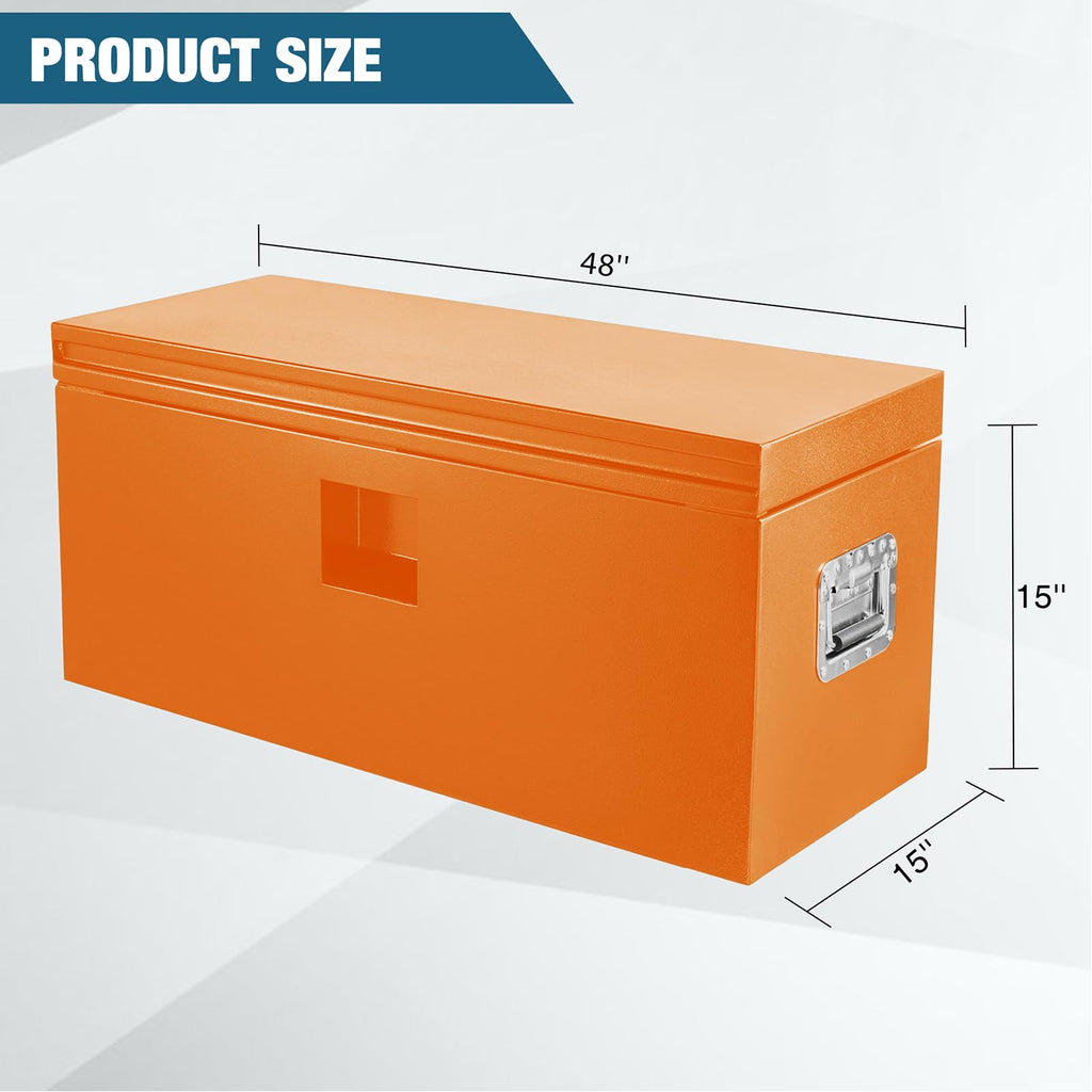 Garvee Black Steel Truck Bed Tool Box, Trailer Tongue Box, Truck Storage Organizer Tool Chest for Truck Bed, RV, Trailer, 48"x15"x15", Orange
