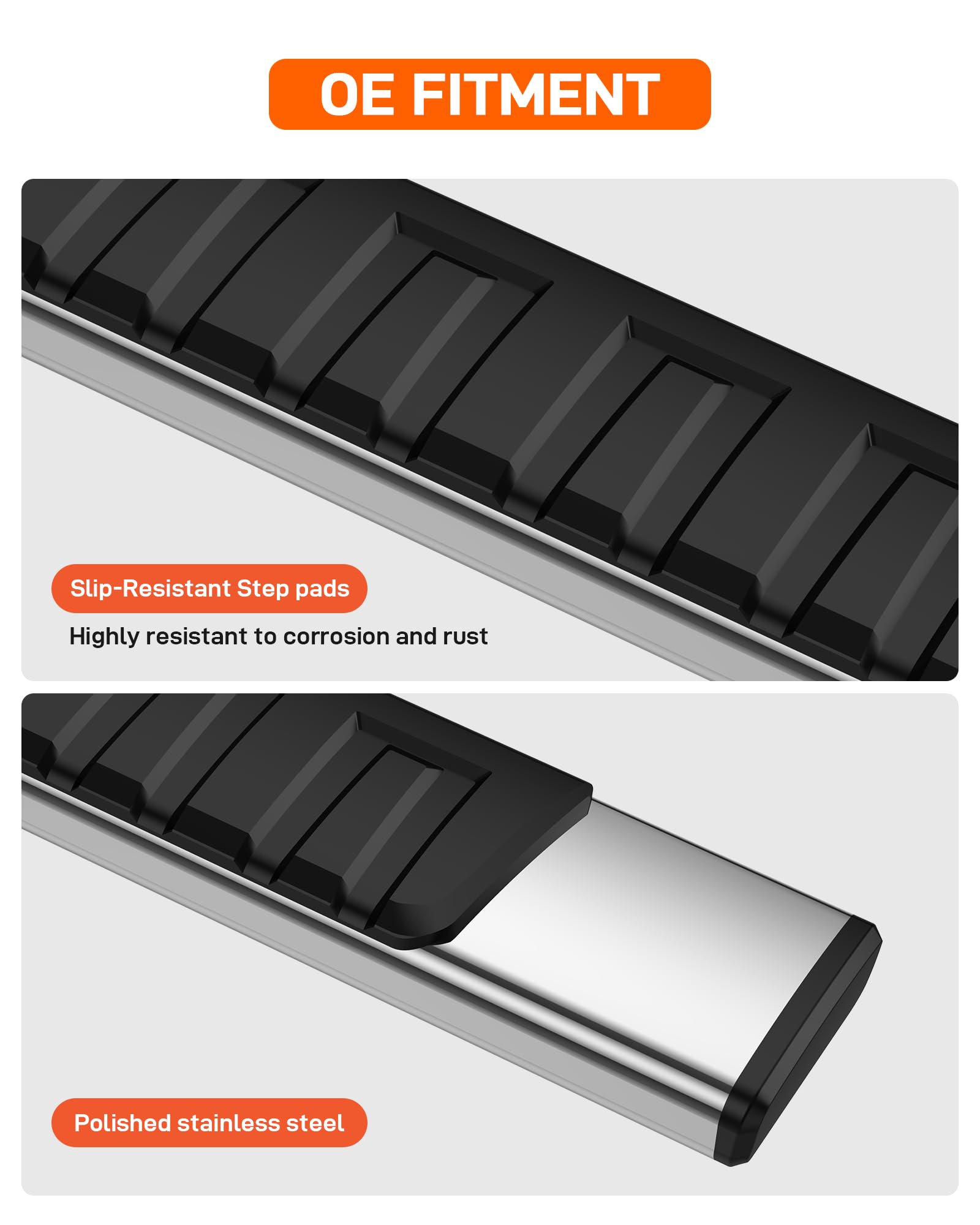Garvee Running Boards for 19-24 Chevy Silverado/GMC Sierra 1500 Crew Cab - 6.5 Inch/Stainless Steel