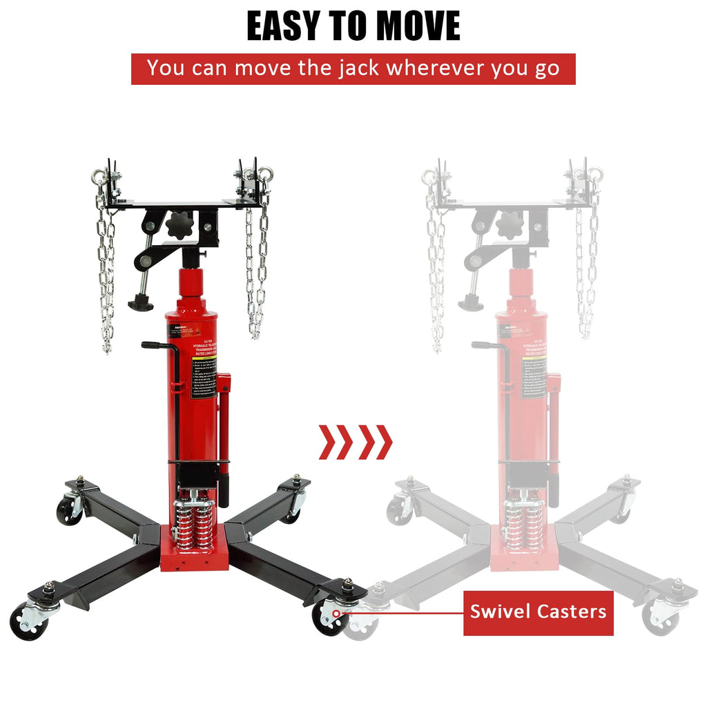 Garvee Transmission Jack 1100 LBS 2-Stage Hydraulic Telescopic Stand High-Grade Steel Precise Positioning Garage/Shop Lift Hoist
