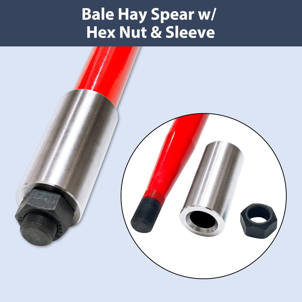 Garvee Hay Spear 49" Bale Spear 4000 lbs Capacity, Quick Attach Square Hay Bale Spears, Hay Handing Equipment, Bale Hay Spike with Hex Nut & Sleeve for Kubota Bobcat Buckets Tractors Loaders, 1 Pair