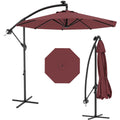 Garvee 10' Cantilever Umbrella with 360 Rotating Base, UV Protection Offset Patio Umbrella 12 Ribs Outdoor Sun Shade with Easy Tilt Adjustment for Backyard, Lawn, Garden, Wine Red