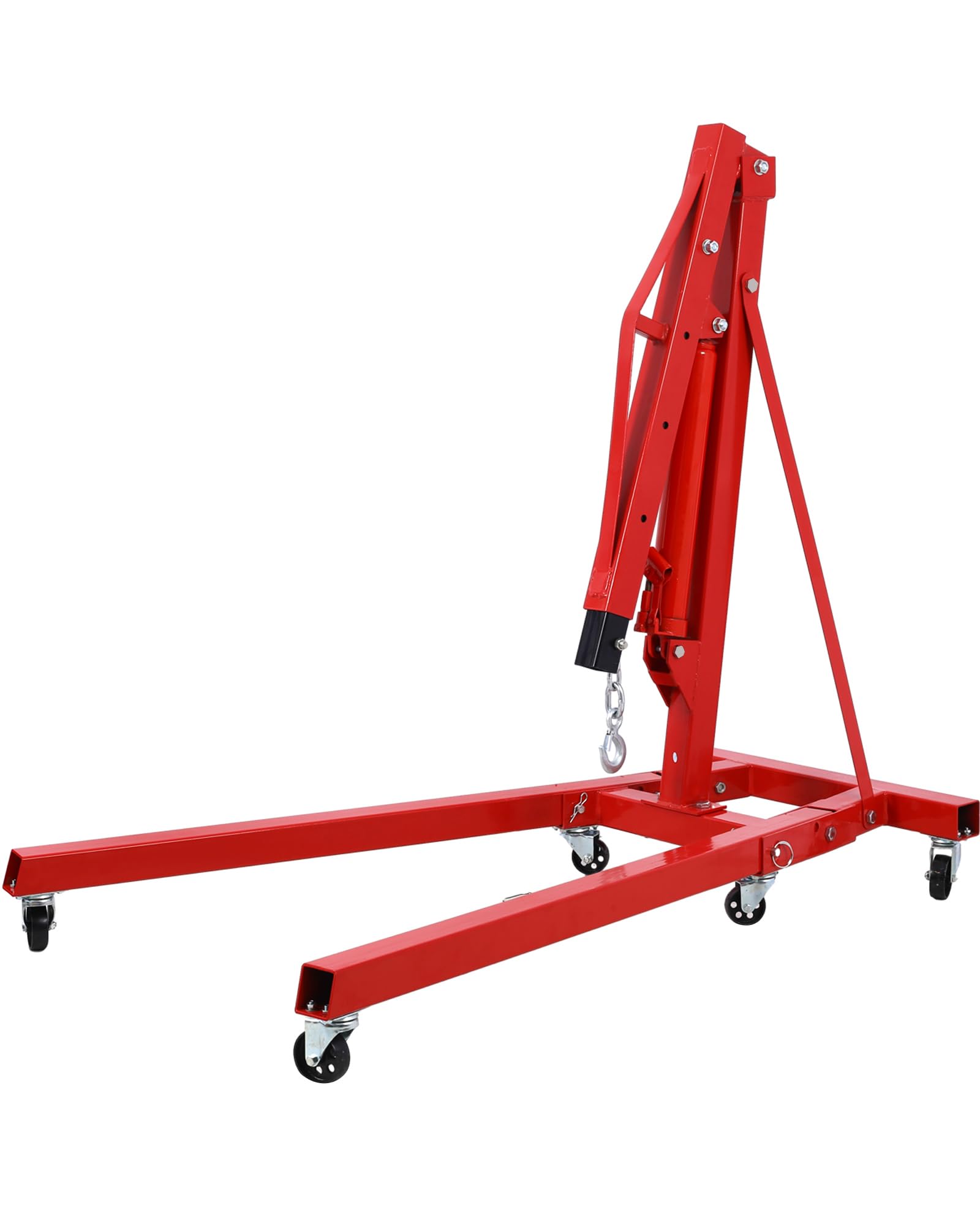 Garvee 2T Engine Hoist - 4000 lbs Folding Hydraulic Car Engine Crane Lifter, Cherry Picker with 6 Iron Caster Wheels, Red