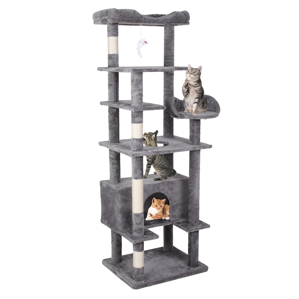 Garvee Cat Tree Tower, Multi-Level Indoor Cat Playground, Faux Fur Lounging Spot, Scratching and Exercise Post, with Anti-Tip Kit