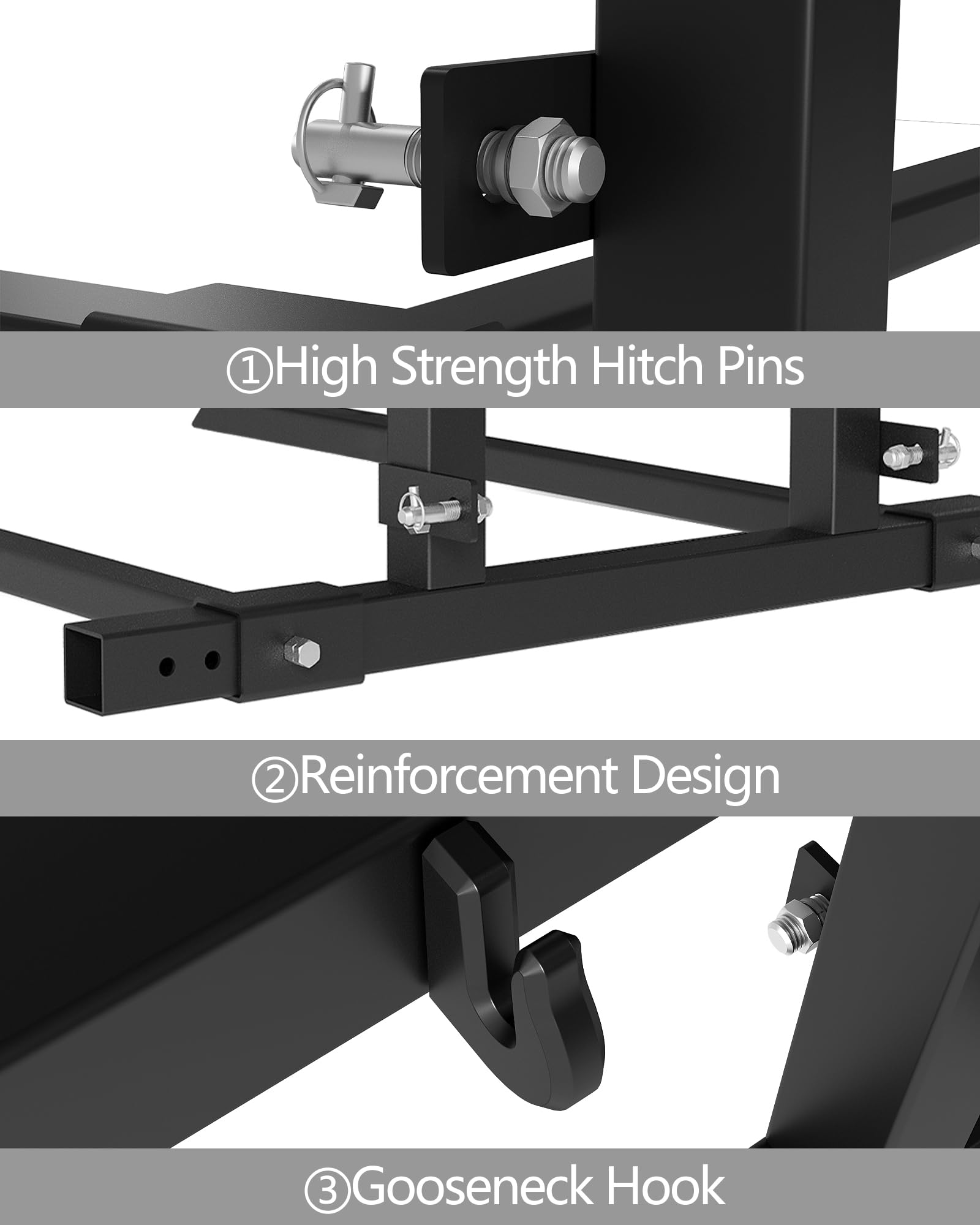 Garvee 3 Point Hitch Pallet Fork, 1500 lbs Capacity Tractor Pallet Forks, 40” Adjustable Quick Hitch Attachments for Category 1 Tractor