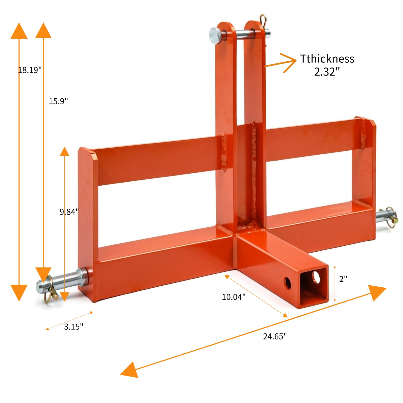 Garvee 3 Point Hitch Receiver for Cat 1 Tractors, 3 Point Quick Hitch with 2" Receiver Drawbar Attachments & Suitcase Weight Brackets for Category 1
