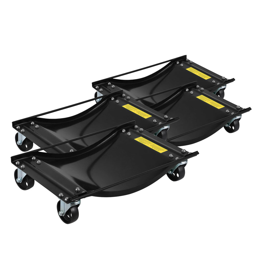 Garvee Car Wheel Dolly Set 4 Heavy Duty Steel Tire Skates Gloves Lockable Casters Handle Van Positioning Jack Lifter Garage