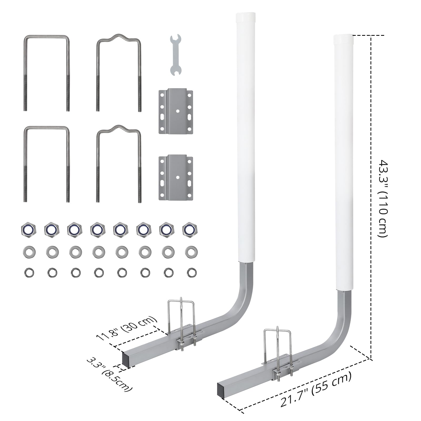 Garvee 40" 2PCS Boat Trailer Guide, Adjustable width Trailer Guide Poles, Rustproof Steel Trailer Guide, Trailer Guides with PVC Pipes, without Light