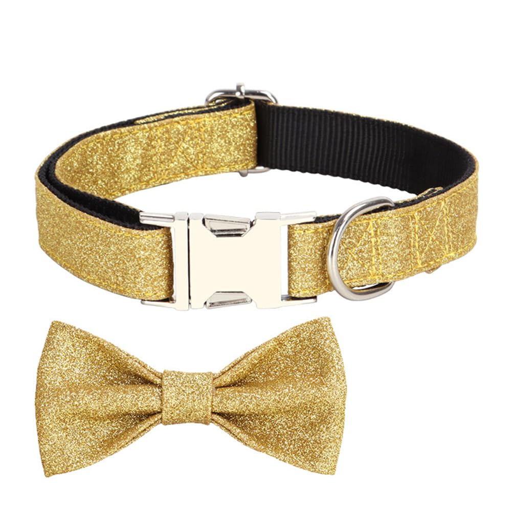 Garvee Pet Dog Collars Bling Dog Bow Tie Collar Cute Girl Dog Collar with Safety Metal Buckle for Small Boy Girl Dogs Cats Neck Fit 9-12" Navy Blue