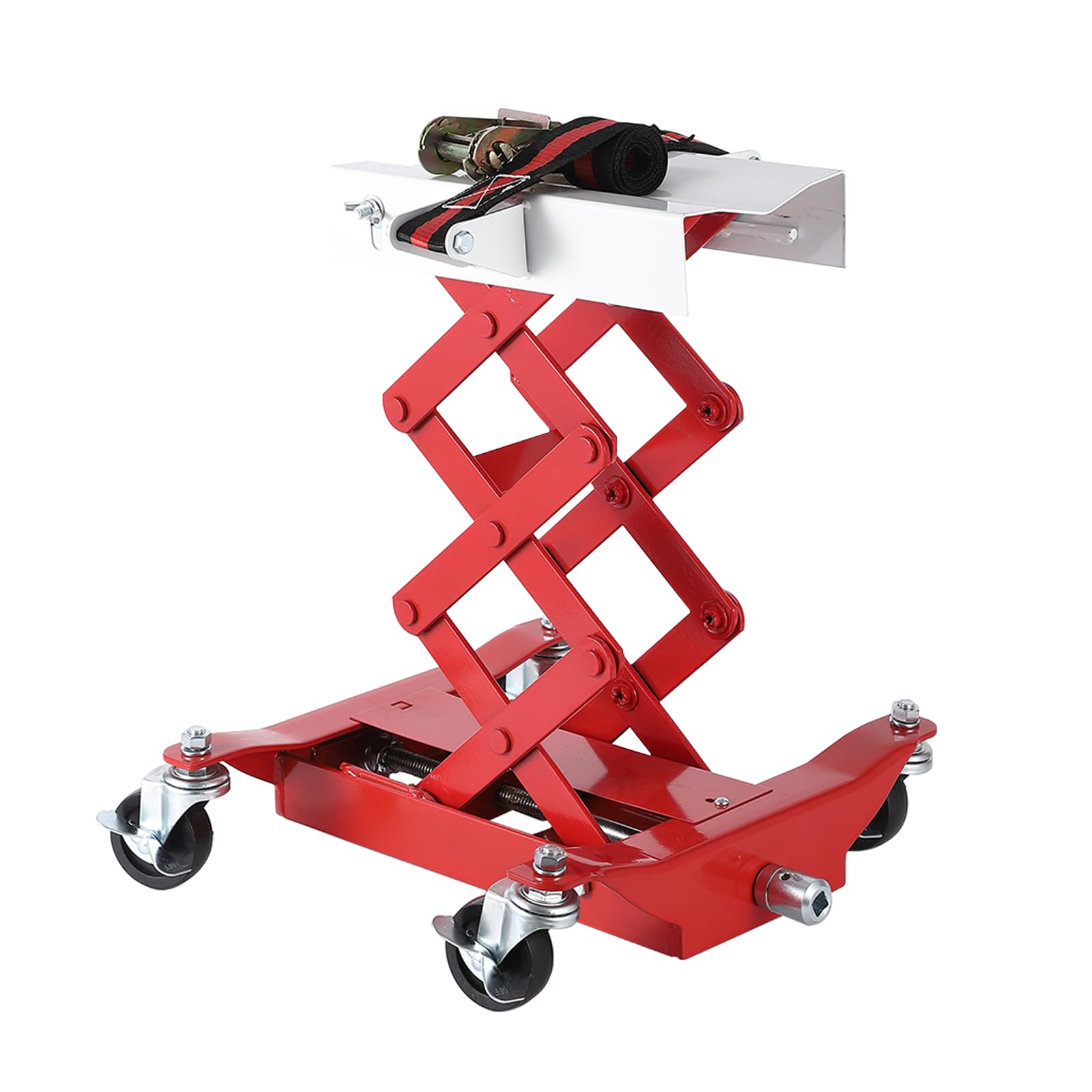 Garvee 450 LBS Capacity Low Profile Transmission Jack with 2M Safety Straps, 7-23 in Lift Range, Heavy Duty Auto Repair Lifting Jack, Red, Compact Vehicles